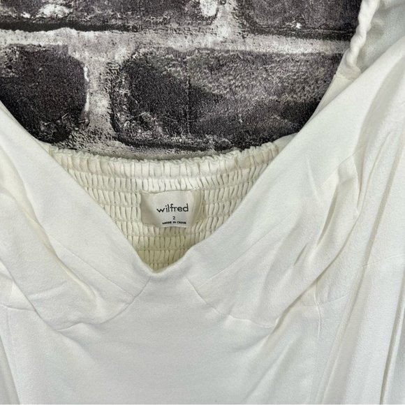 Aritzia Wilfred Novella Dress Mini Puff Sleeve - LIGHT BIRCH BOULEAU PALE - Picture 3 of 11